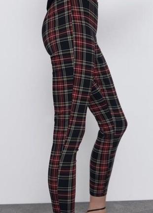 Zara tartan leggings  узкие брюки клетка из новых коллекций /7623/6 фото