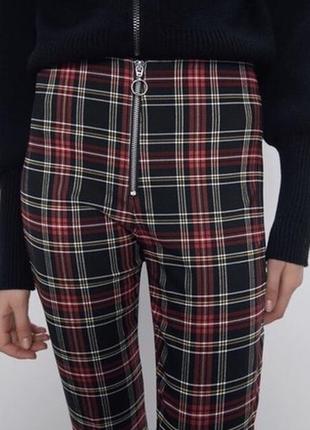 Zara tartan leggings  узкие брюки клетка из новых коллекций /7623/4 фото