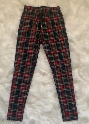 Zara tartan leggings  узкие брюки клетка из новых коллекций /7623/7 фото