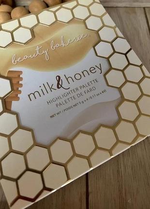 Палетка хайлайтеров beauty bakerie milk & honey highlighter palette 4 x 5 г