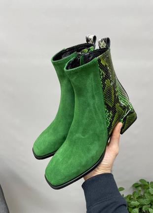Зелені черевики шкіра + замша багато кольорів4 фото