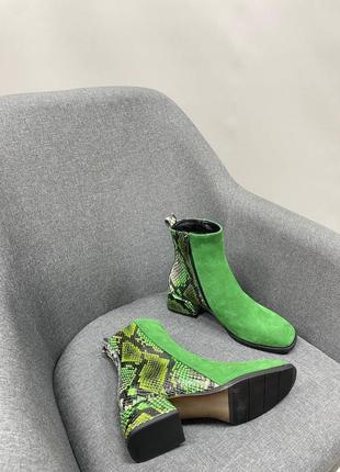 Зелені черевики шкіра + замша багато кольорів8 фото