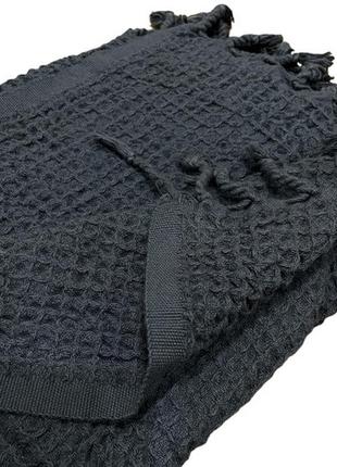 Вафельний рушник із китицями 80 x 170 taskul tekstil peshtemal темно-сірий3 фото