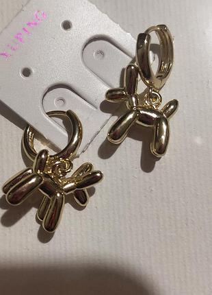 Серьги в виде собачек медзолото