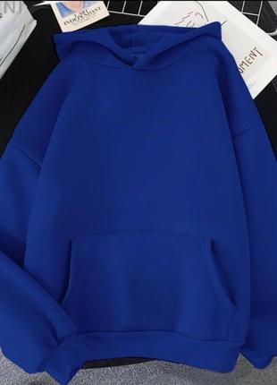 Модна трендова жіноча комфортна стильна красива зручна кофта кофточка худі якісна тепла з рукавами синя1 фото