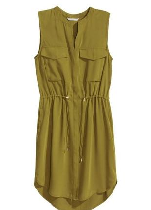 Оливковое платье-рубашка h&m 2