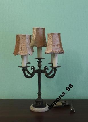 Лампа настольная на 5 лампочек, бронза, франция 1965-й год