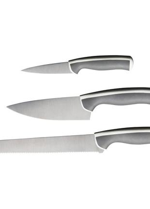 Ikea andlig (702.576.24) набір ножів, 3 шт., світло-сірий, білий