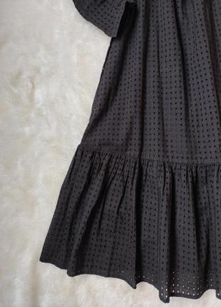 Черное длинное платье миди макси сетка с пышными рукавами рюшей снизу вырезом декольте reserved4 фото