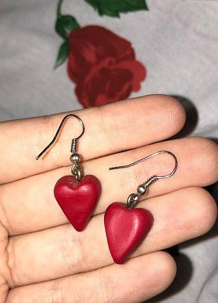 Сережки сердечки, ручная работа
