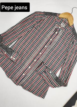 Сорочка в клітинку різнокольорова прямого крою коттон від бренду pepe jeans xs