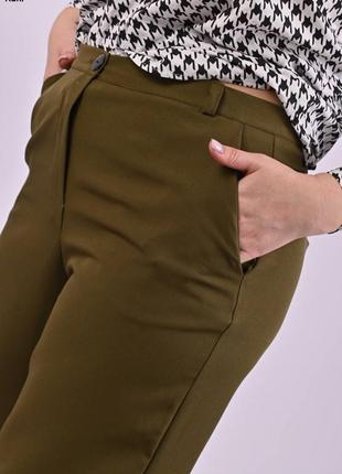 Женские трендовые батальные штаны culotte  кюлоты цвета хаки.5 фото