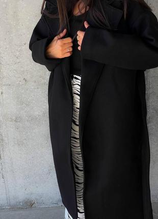 Чорне жіноче кашемірове пальто5 фото