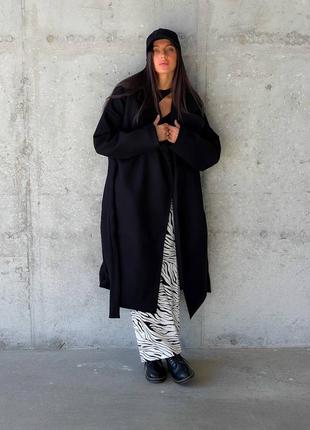 Чорне жіноче кашемірове пальто8 фото
