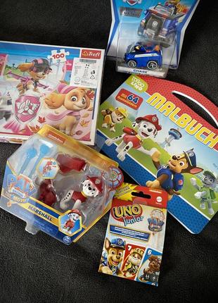 Набір щенячий патруль (маршал, гонщик, пазли, розмальовка, uno)