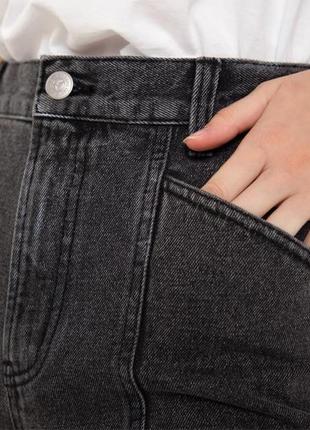 Серые джинсы straight с высокой посадкой4 фото