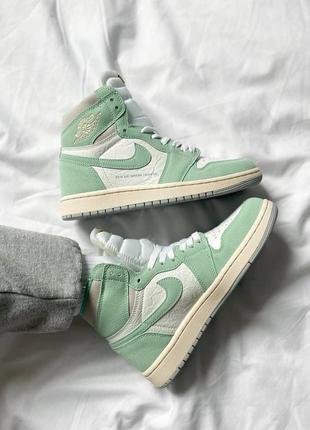 Женские высокие кожаные кроссовки nike air jordan 1 retro high og "turbo green#найк7 фото