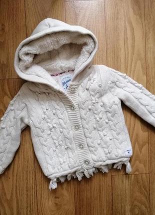 Вязаный кардиган меховушка кофта mantaray (debenhams) на 12-18 мес, 1-1,5 года