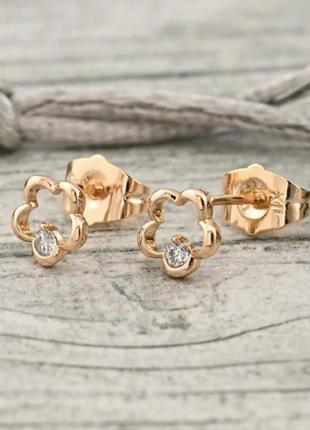 Жіночі сережки хьюпінг, розмір 7*7мм, позолота 18к