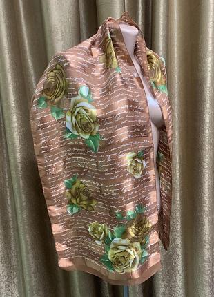 Шовковий шарфик із квітковим принтом троянди