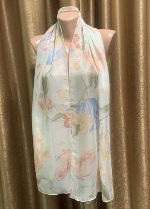 Шифоновий ніжний шарф із квітковим принтом