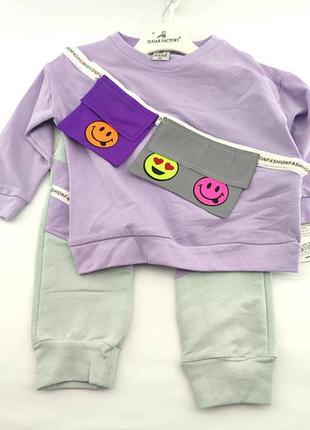 Спортивний костюм дитячої туреччина 2, 3, 4, 5 років для дівчинки трикотажний фіолетовий