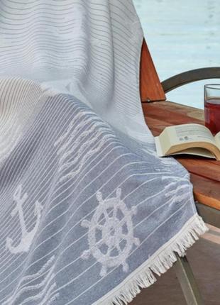 Пляжное полотенце якорь ультрамягкое 75х150 zeynep tekstil2 фото