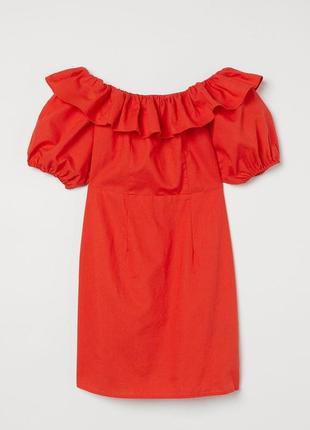 Платье женское красное из льна мини