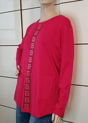 Подовжений кашеміровий червоний светр туніка оверсайз польша