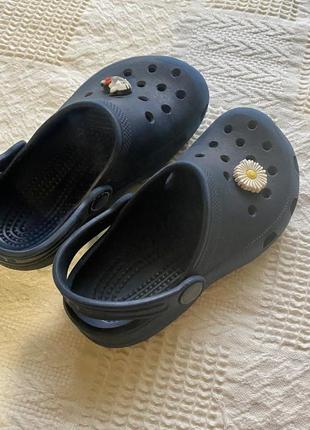 Crocs 10-11 детские сандалии тапочки оригинал темно синие4 фото