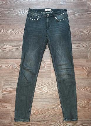 Джинсы  серо-чёрные скини