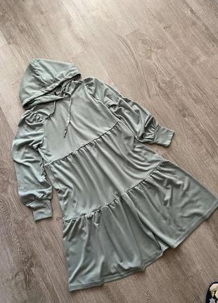 Ярусна сукня сорочка з капюшоном сукня худі5 фото