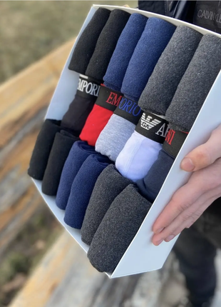 Набор armani (5 шт мужских трусов + 12 пар мужских носков махра)