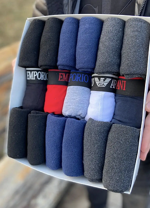 Набор armani (5 шт мужских трусов + 12 пар мужских носков махра)