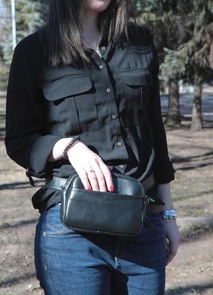 Женская кожаная сумка (кроссбоди +поясная)