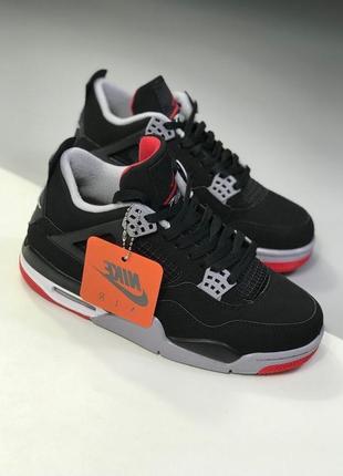 Чоловічі кросівки nike air jordan retro 4 black red