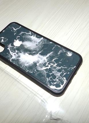 Чехол tpu+glass для iphone x / xs logo  мрамор