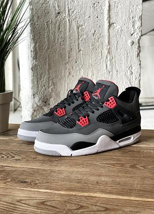 Чоловічі кросівки nike air jordan retro 4 black grey red