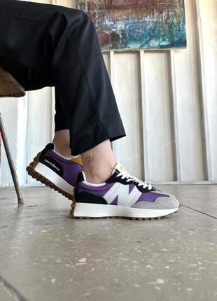 Замшеві жіночі кросівки new balance 327 grey/black/violet