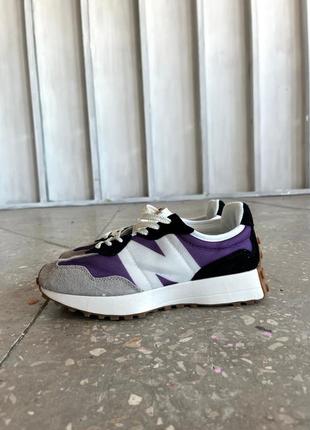 Замшевые женские кроссовки new balance 327 grey/black/violet10 фото