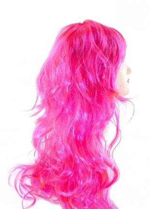 Перука маскарадна рожеве яскраве хвилясте волосся+подарунок4 фото