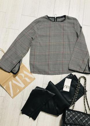 🖤брендова блуза в принт гусяча лапка від zara