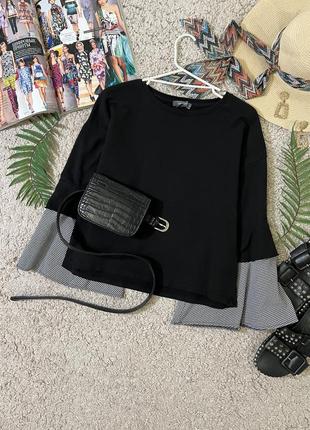 Актуальна укорочена оверсайз толстовка з рукавами кльош №126/36