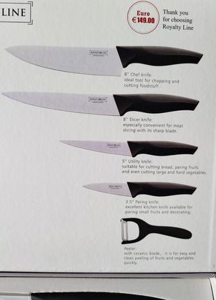 Набір із 5 ножів із неіржавкої сталі royalty line rl-ncw5b новий2 фото