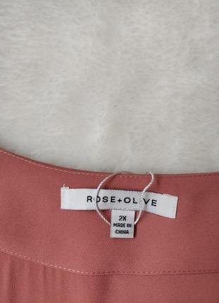 Розовая блуза с вырезом декольте цветочной вышивкой воланами широкими рукавами батал большого размер9 фото