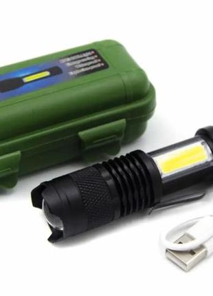 Тактичний акумуляторний ліхтарик в кейсі usb (1324)1 фото