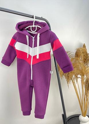 Трикотажмый ромпер на флисе с капюшоном теплый и удобный