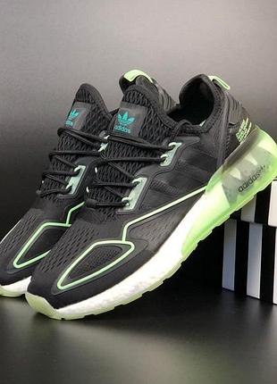 Чоловічі спортивні чорні кросівки в сітку adidas zx 2k boost 2.0🆕 адідас