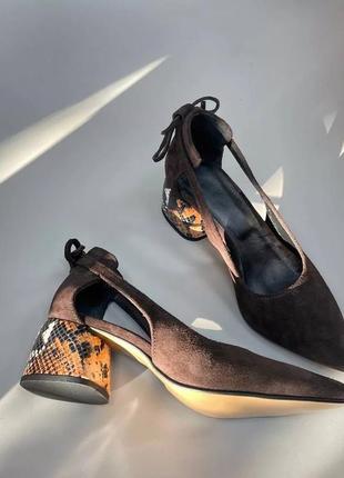 Эксклюзивные туфли из натуральной итальянской кожи и замша женские