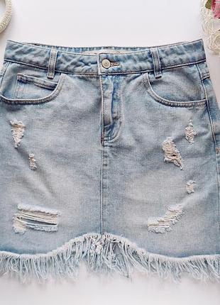 Джинсова рвана жіноча спідниця  артикул: 13439